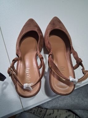 Women’s Brown Suede Pointed Toe Slingback Flats